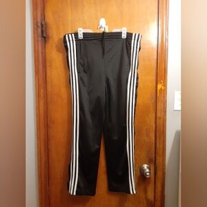 Dream Station Men's Track Pants Black White Stripe Button Down Leg Size Large
